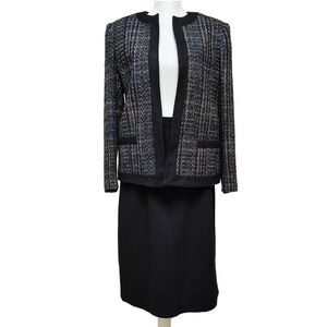 Vintage Gloria Vanderbilt Petite Jacket Skirt Suit Set Size 12 Multi Color Tweed